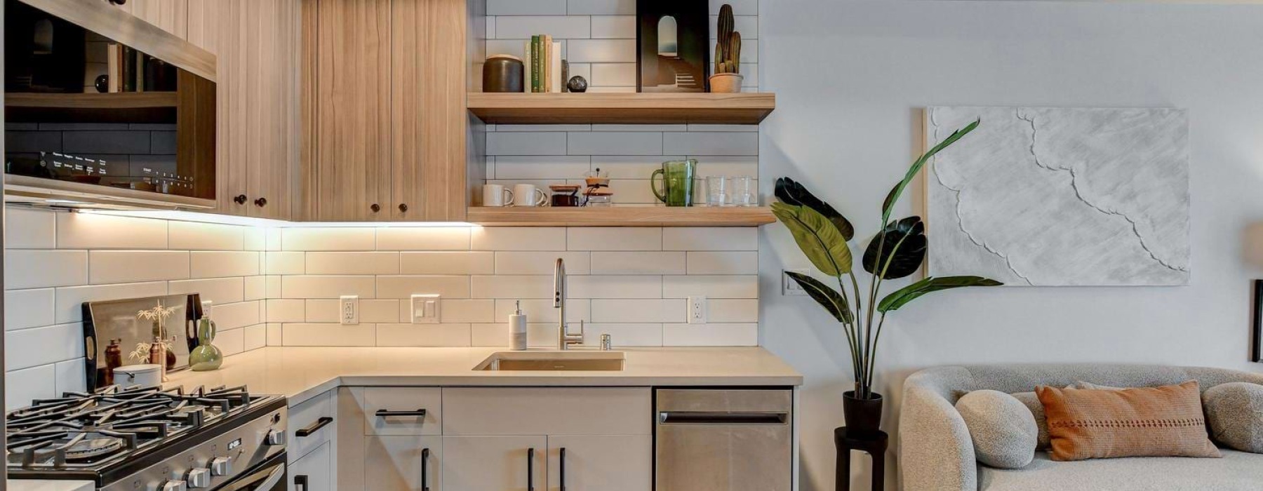 kitchen with wood cabinets
