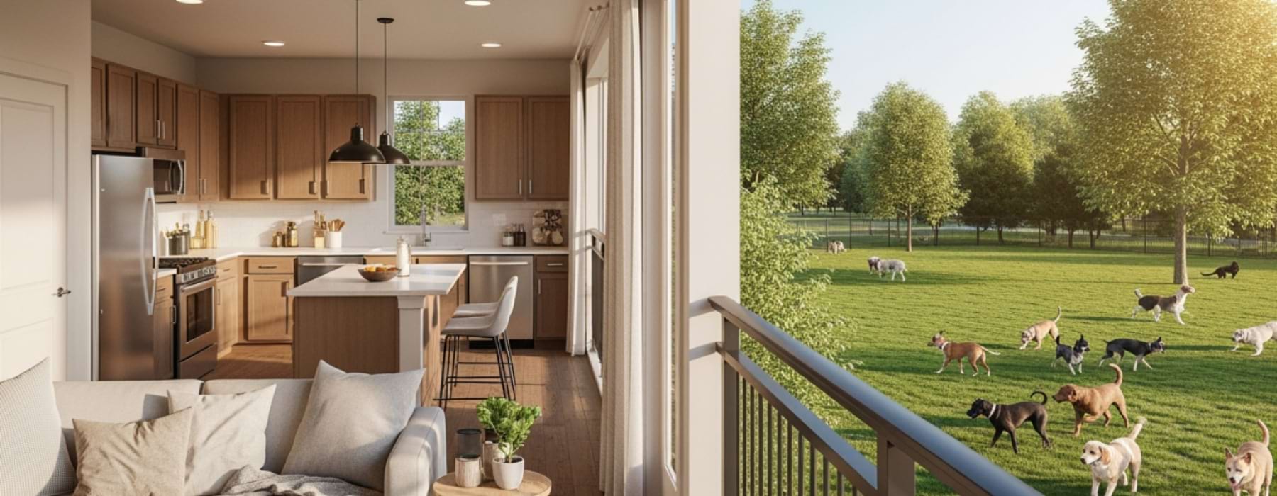 three bedroom apartment for rent with dog park