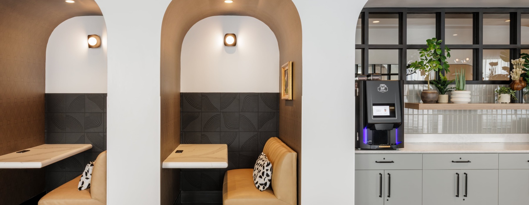 Coworking alcoves with coffee