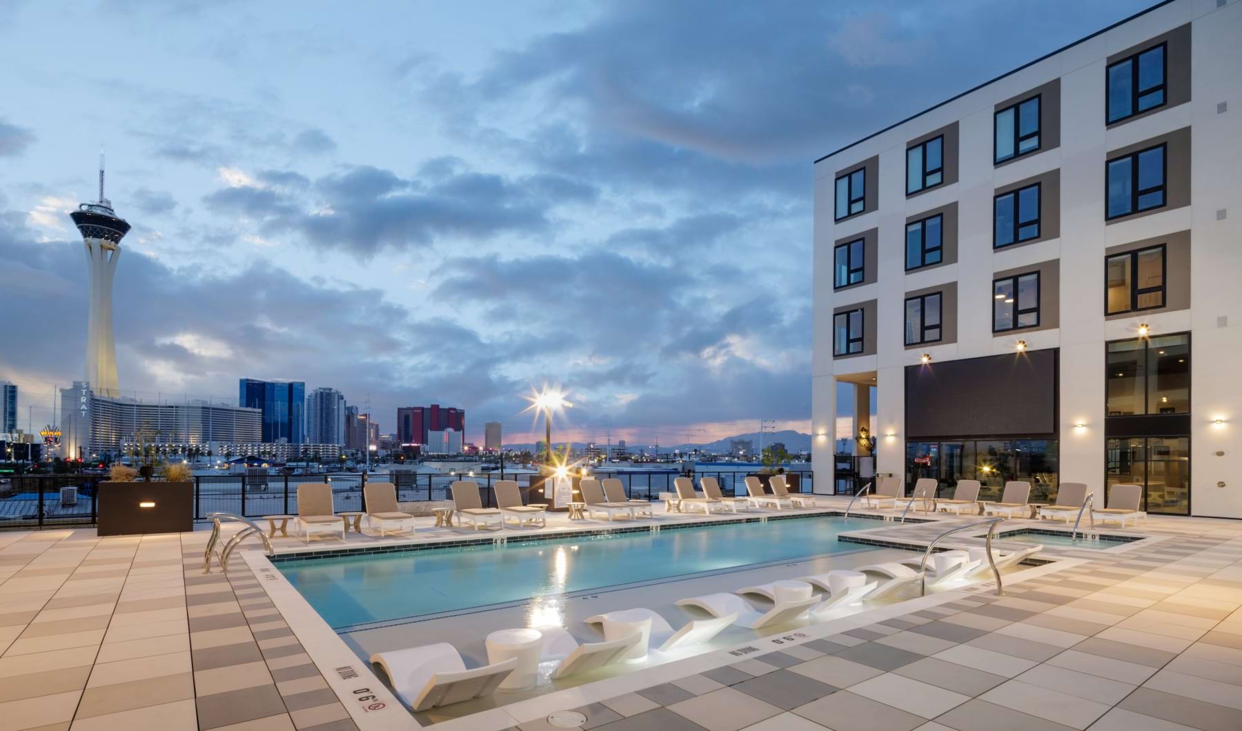 Pool Deck with Strip in Background