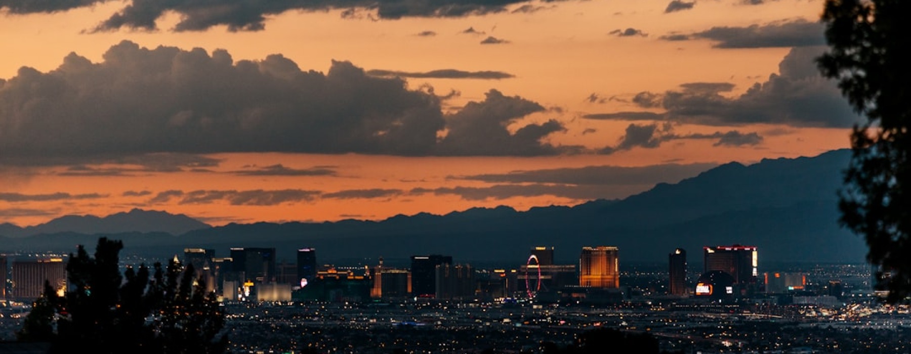 Las Vegas skyline at sunset - Las Vegas apartment complex
